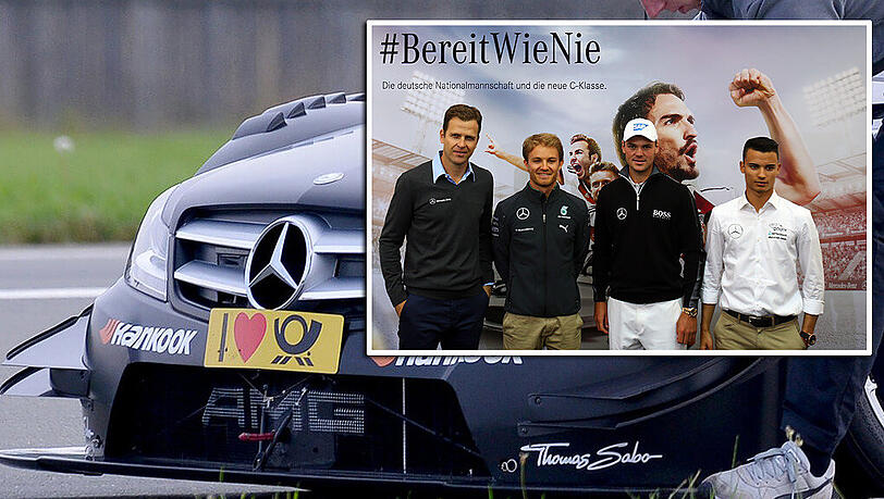 Auto-Unfall! Bei einer Werbe-Aktion des DFB am WM-Quartier mit Nico Rosberg (2vl) und Pascal Wehrlein (re.) sind zwei Zuschauer verletzt worden. Auto-Unfall! Bei einer Werbe-Aktion des DFB am WM-Quartier mit Nico Rosberg (2vl) und Pascal Wehrlein (re.) sind zwei Zuschauer verletzt worden.