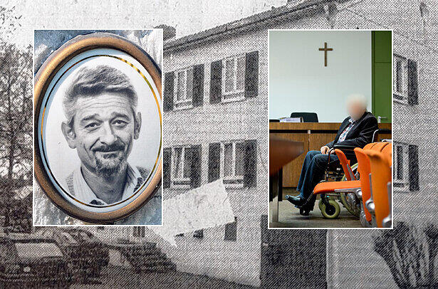 Auf der Treppe gab der Schütze fünf Schüsse ab. Josef Enzesberger (linkes Bild) starb, weil ihn der Mörder mit einem Polizisten verwechselte. Nach fast 19 Jahren stand der Wolfgang G. (rechtes Bild) nun vor Gericht.
