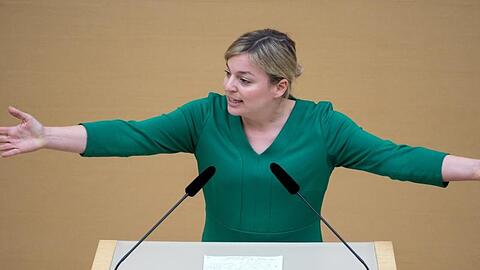 Katharina Schulze, Fraktionsvorsitzende der Fraktion Bündnis 90/Die Grünen, spricht. Foto: Sven Hoppe/dpa/Archivbild