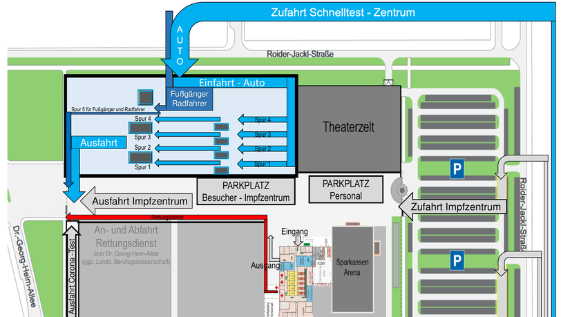 Das Schnelltest-Station am Messegelände in Landshut eröffnet am Montag. Das Schnelltest-Station am Messegelände in Landshut eröffnet am Montag.