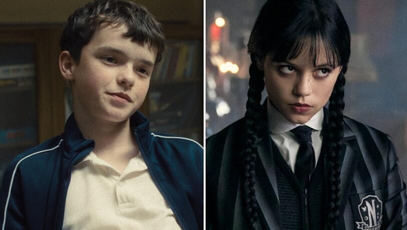 Die Gesichter des Serienjahres: Owen Cooper in "Adolescence", daneben Jenna Ortega in "Wednesday".