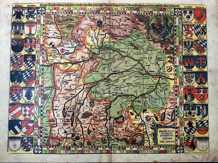 Bayern im Jahre 1563: So hat das Herzogtum im 16. Jahrhundert ausgesehen - hier eine Übersichtskarte der 24 Landtafeln Philipp Apians