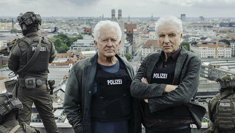 Jetzt Kriminalhauptkommissare a.D. mit M&uuml;nchen im R&uuml;cken: Miroslav Nemec als Ivo Batic und Udo Wachtveitl als Franz Leitmayr im letzten M&uuml;nchen-&ldquo;Tatort&ldquo; mit ihnen.