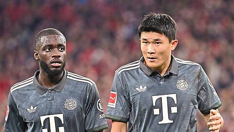 "Richtig, richtig stark", so bewertete Bayerns Sportdirektor Christoph Freund die Leistung seines Innenverteidiger-Duos Dayot Upamecano (l.) und Minjae Kim im Spitzenspiel. Foto: imago