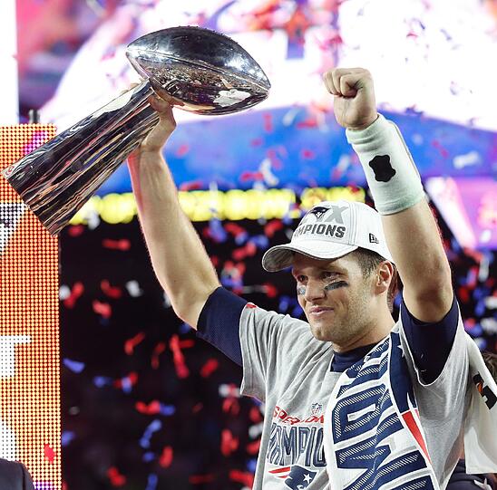 Superstar-Quarterback und Man of the match Tom Brady.