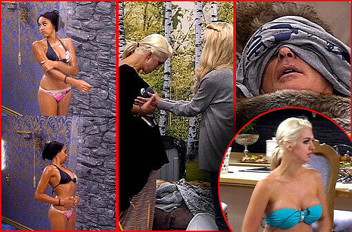 Dioe heiße Sarah duscht, Jenny Elvers geht bei Natalia auf Tuchfühlung und Hollywood-Star David Hasselhoff schläft ganz schön viel. Die Bilder von Tag 1 im Promi-Container...