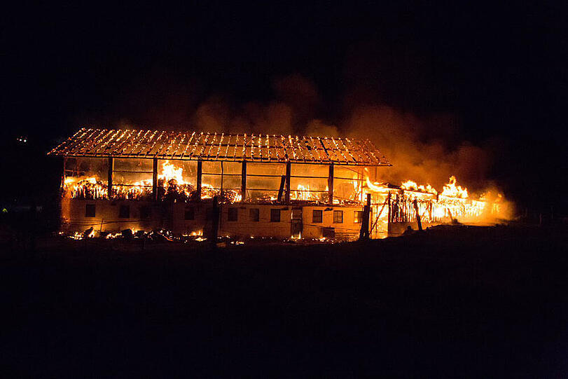 Die Bilder vom Stallbrand in Taching am See.