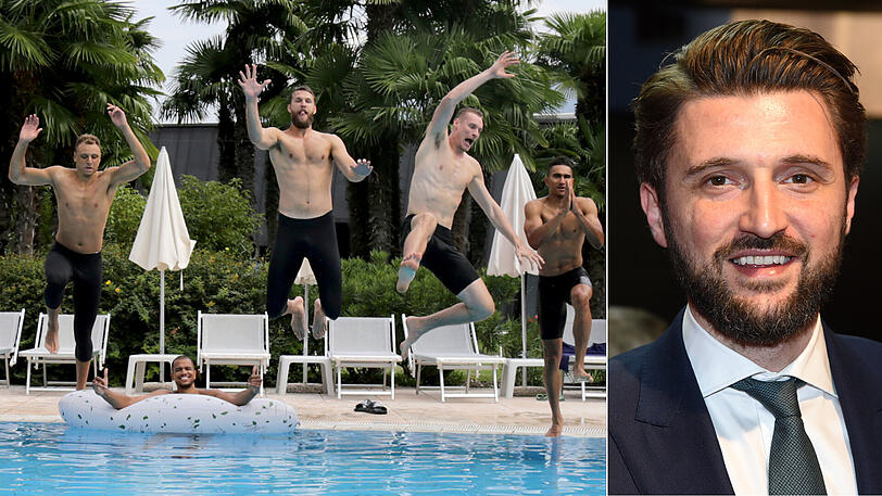 Sprung ins kalte Wasser: Bayerns Basketballer (hier beim Trainingslager am Gardasee) stehen heuer vor ihrer ersten Saison in der EuroLeague.