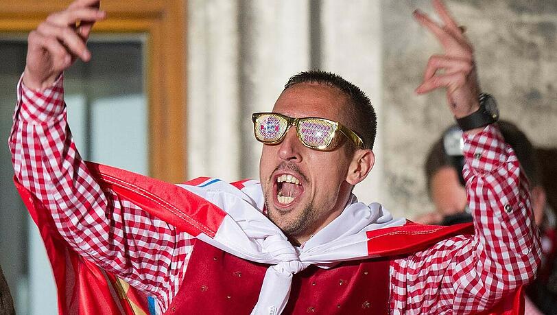 Franck Ribéry auf der Triple-Feier des FC Bayern. Franck Ribéry auf der Triple-Feier des FC Bayern.