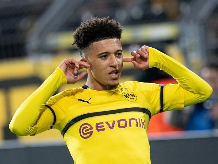 Dortmunds Jadon Sancho feiert einen Treffer. Foto: Bernd Thissen/Archiv