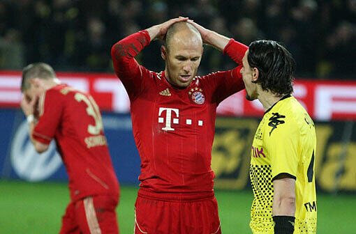Arjen Robben - er wurde zum tragischen Helden im Spiel des FC Bayern München bei Borussia Dortmund im April 2011. Robben verschoss einen Elfmeter, Dortmund siegte 1:0.