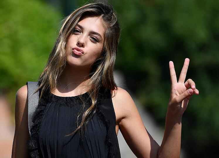 Sistine Stallone bei ihrer Ankunft in Venedig.