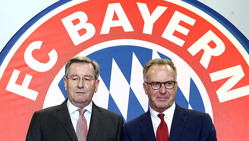 Die Bayern-Bosse haben gute Nachrichten zu verkünden: Präsident Karl Hopfner und Vorstandsvorsitzender Karl-Heinz Rummenigge. Die Bayern-Bosse haben gute Nachrichten zu verkünden: Präsident Karl Hopfner und Vorstandsvorsitzender Karl-Heinz Rummenigge.