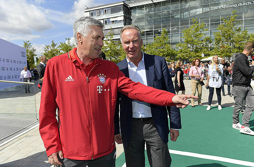 Sie haben das Sagen beim FC Bayern. Trainer Carlo Ancelotti (l.) und Vorstandsvorsitzender Karl-Heinz Rummenigge.