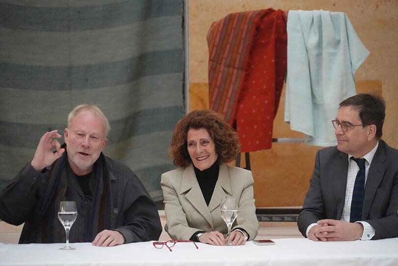 Ariel Aloni, Rachel salamander und Kunsthistoriker Christoph Wagner bei der Pressekonferenz.