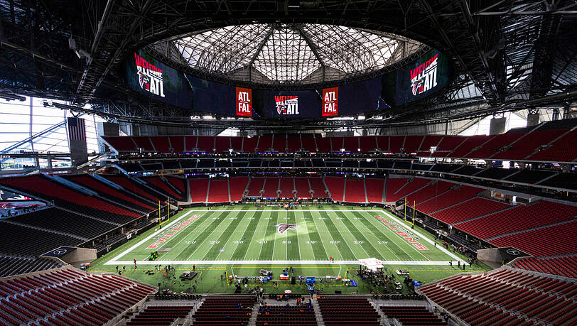 Austragungsort des diesjährigen Super Bowls: Das Mercedes-Benz Stadium in Atlanta. Austragungsort des diesjährigen Super Bowls: Das Mercedes-Benz Stadium in Atlanta.