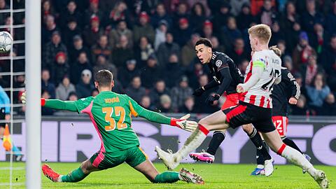Jamal Musiala trifft f&uuml;r den FC Bayern.