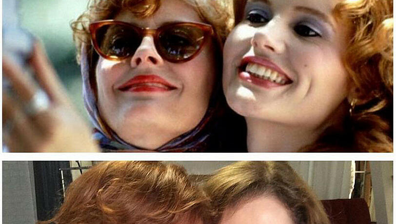 Susan Sarandon als Louise und Geena Davis als Louise schossen für ihren Film eines der ersten Selfies Susan Sarandon als Louise und Geena Davis als Louise schossen für ihren Film eines der ersten Selfies