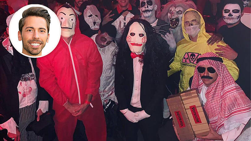 Rafinha (re.) war als Scheich mit einem Sprengstoffpaket an Halloween unterwegs.