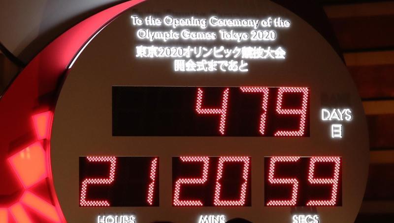 Eine Countdown-Uhr in Tokio zeigt die Anzahl der verbleibenden Tage bis zu den Olympischen Spielen 2021 an. Eine Countdown-Uhr in Tokio zeigt die Anzahl der verbleibenden Tage bis zu den Olympischen Spielen 2021 an.