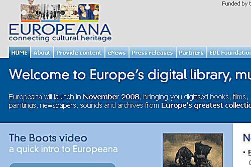 Startseite von Europeana.eu