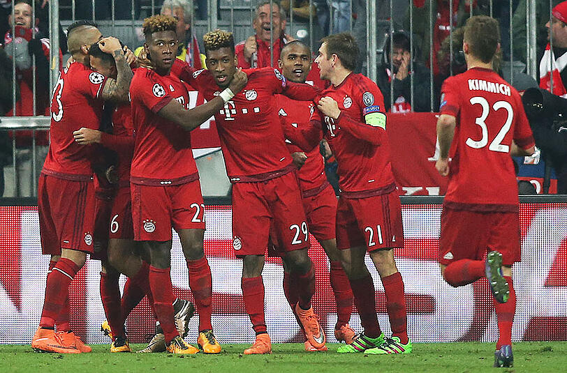 Dann wurde doch noch alles gut: Die Bayern-Profis beim Torjubel gegen Juventus Turin.