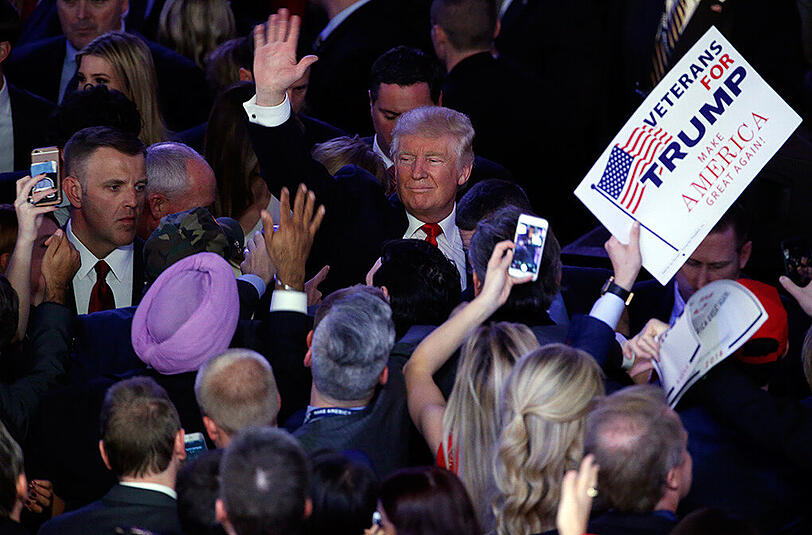 Neuer US-Präsident: Donald Trump bei seiner Ankunft in New York, nachdem das Ergebnis klar ist.