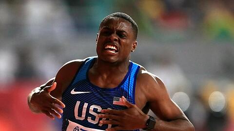 US-Sprinter Christian Coleman jubelt nach seinem Sieg.