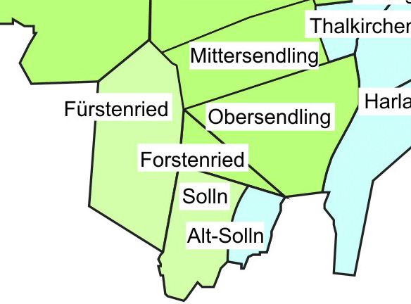 Thalkirchen-Obersendling-Forstenried-Fürstenried-Solln - Miet-Schnitt: 11,30-13,40 Euro/m2 Der Stadtteil wächst, vor allem, weil in Obersendling (Areale von Siemens, Eon, Am Südpark und die Isar-Hangkante) gebaut wird. Das Viertel wird sich deutlich verjüngen. wichtig sind auch hier Kindergärten, Schulen und weitere Infrastruktur. Das Viertel wird lebhafter, urbaner und teurer &ndash; wobei der Schwerpunkt dieser Entwicklung klar in Obersendling liegt.