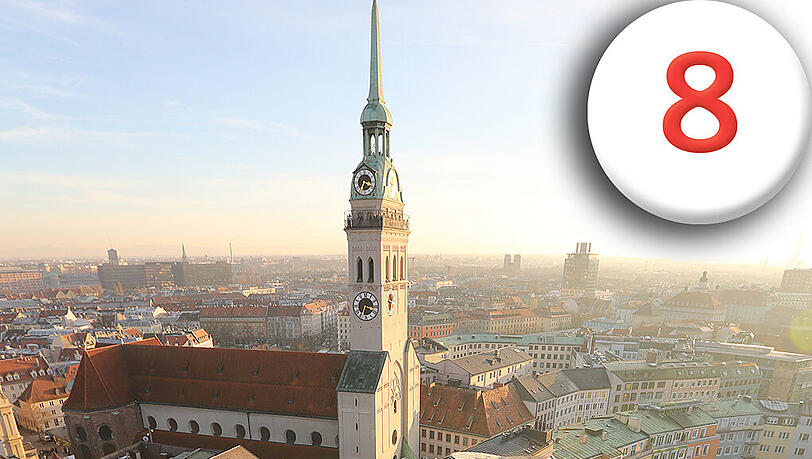 Mit seinen 91 Metern Höhe wacht der Alte Peter über die Münchner Innenstadt. Mit seinen 91 Metern Höhe wacht der Alte Peter über die Münchner Innenstadt.