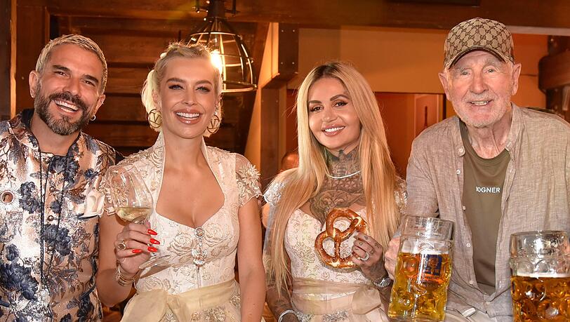 Frederic von Anhalt (re.) feierte in dieser Woche unter anderem mit Marc Terenzi, Verena Kerth und Mina Mendes auf der Wiesn
