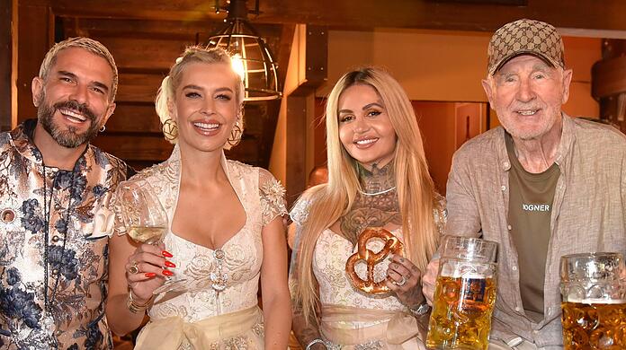 Frederic von Anhalt (re.) feierte in dieser Woche unter anderem mit Marc Terenzi, Verena Kerth und Mina Mendes auf der Wiesn