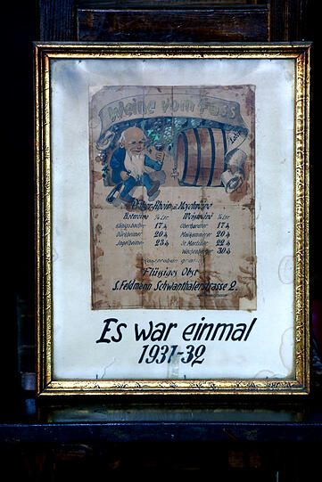 Gute alte Zeiten: ein Glas Wein für 17 Pfennige.