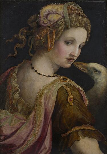 Michele Tosini hat &bdquo;Leda&ldquo; zwischen 1560 und 1570 geschaffen. Jupiter schaut weniger einem Schwan als einer Gans gleich.