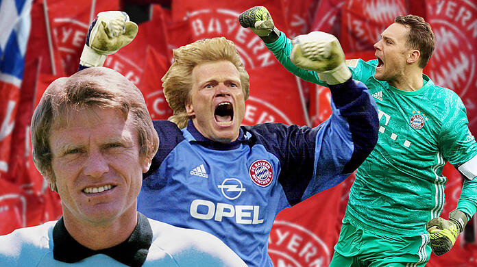 Drei Zeitalter, drei bayerische Torhüter-Legenden: Sepp Maier, Oliver Kahn und Manuel Neuer (v.l.) haben alle jeweils die Königsklasse gewonnen. Aber wer gehört nun in Bayerns Champions-Elf?