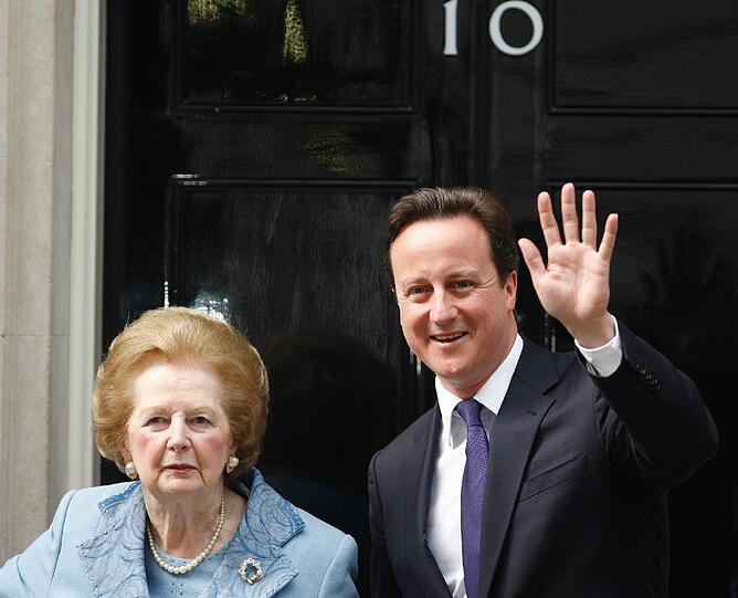 Begegnung in Downing Street 10: Thatcher im Jahr 2010 mit Premierminister David Cameron.