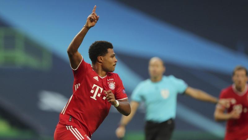 Gefeierter Mann beim Bayern-Sieg gegen Lyon: Serge Gnabry. Gefeierter Mann beim Bayern-Sieg gegen Lyon: Serge Gnabry.