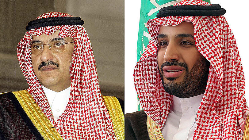 Links der neue Kronprinz Mohammed bin Naif, rechts: Vizekronprinz Mohammed bin Salman. Links der neue Kronprinz Mohammed bin Naif, rechts: Vizekronprinz Mohammed bin Salman.