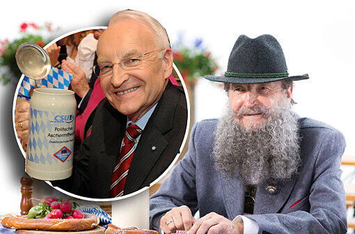 Diesen Mann haben Sie schonmal gesehen! Wir meinen den Mann auf der rechten Seite des Bildes. Das ist nämlich ebenfalls Edmund Stoiber. Bayerns früherer Ministerpräsident wirbt für die Teilnahme bei der Bundestagswahl 2013.
