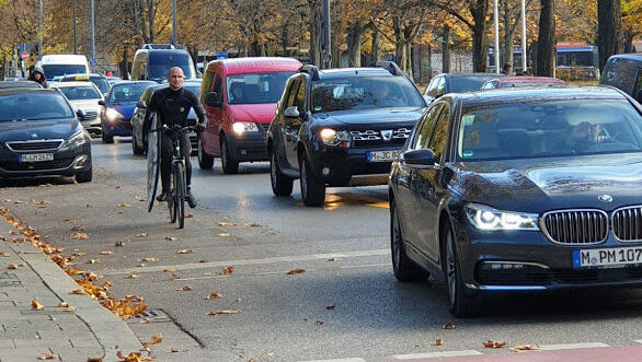Theresienstraße ohne Pop-up-Radweg.