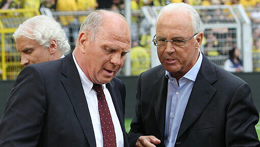 Die Vereinslegenden des FC Bayern, Uli Hoeneß und Franz Beckenbauer Die Vereinslegenden des FC Bayern, Uli Hoeneß und Franz Beckenbauer