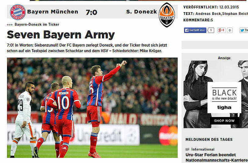 "Seven Bayern Army: 11Freunde verarbeitet den Mega-Bayern-Sieg wie immer kreativ.