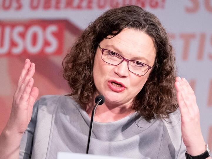 SPD-Chefin Andrea Nahles spricht beim Juso-Bundeskongress in Düsseldorf.