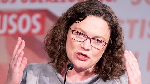 SPD-Chefin Andrea Nahles spricht beim Juso-Bundeskongress in Düsseldorf.