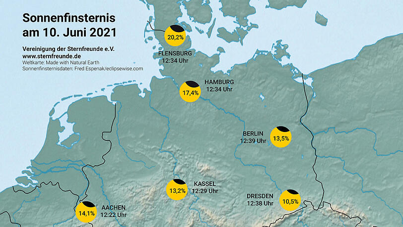 So groß ist der verdeckte Anteil der Sonne in den Regionen. So groß ist der verdeckte Anteil der Sonne in den Regionen.