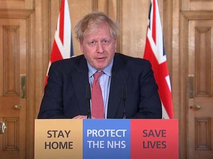 Boris Johnson während einer Pressekonferenz in der Downing Street 10.
