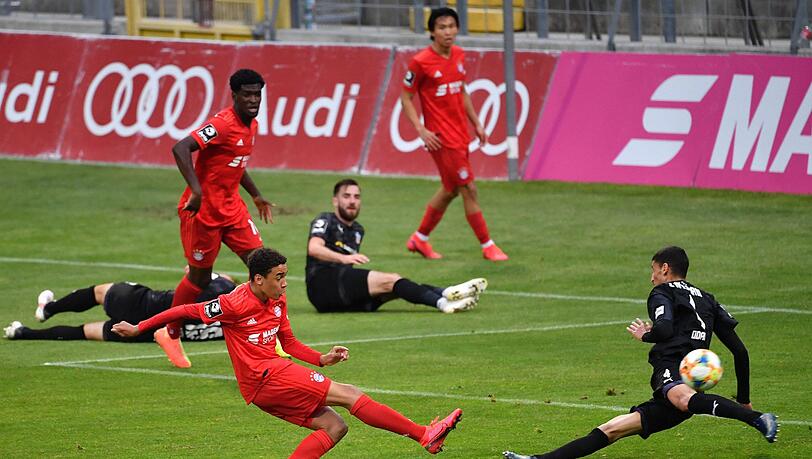 Jamal Musiala (17) erzielte am Dienstag vergangener Woche seine ersten beiden Treffer in der 3. Liga. Jamal Musiala (17) erzielte am Dienstag vergangener Woche seine ersten beiden Treffer in der 3. Liga.