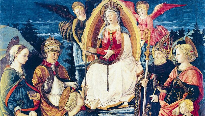 Auf Fra Filippo Lippis „Thronende Muttergottes mit Kind und Heiligen“ gibt es ein delikates Detail: Für die heilige Margareta stand vermutlich Lucrezia Buti Modell. Der 50-jährige Maler hat sich sofort in die Novizin verguckt, und als die beiden durchbrannten, war der Skandal perfekt. Auf Fra Filippo Lippis „Thronende Muttergottes mit Kind und Heiligen“ gibt es ein delikates Detail: Für die heilige Margareta stand vermutlich Lucrezia Buti Modell. Der 50-jährige Maler hat sich sofort in die Novizin verguckt, und als die beiden durchbrannten, war der Skandal perfekt.