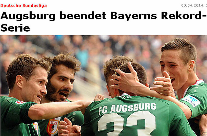 krone.at schreibt: Augsburg beendet Bayerns Rekorserie