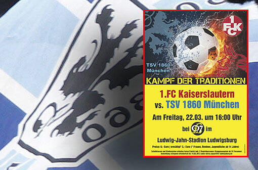 1860 testet gegen Kaiserslautern. Im Ludwig-Jahn-Stadion kommt es zum "Kampf der Traditionen", schreibt der Veranstalter SpVgg Ludwigsburg e.V.